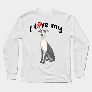 I Love My Black & White Whippet Dog Long Sleeve T-Shirt